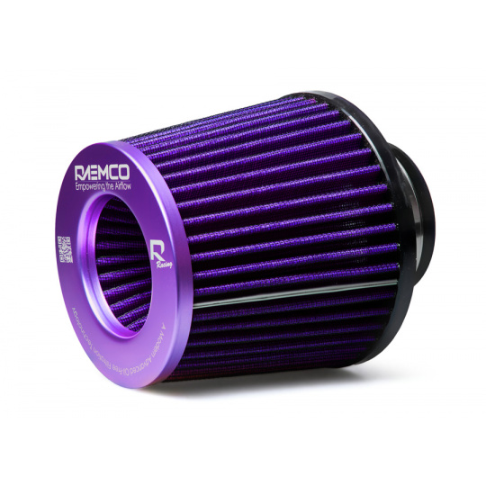 Raemco univerzální vzduchový filtr o délce 130 mm se vstupem 77 mm s možností redukce na 70 nebo 63 mm, barva fialová