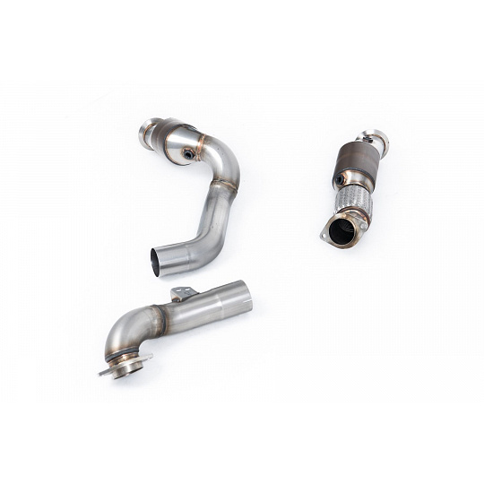 Milltek Sport downpipe a Hi-Flow sportovní katalyzátor s HJS HQ 200CPSI Cats (No CEL or ECU Software Required) pro BMW řada 3 G80 M3 / M3 Competition S58 3.0 Turbo (North American / ROW Non-OPF/GPF Cars Only) 2021-2024