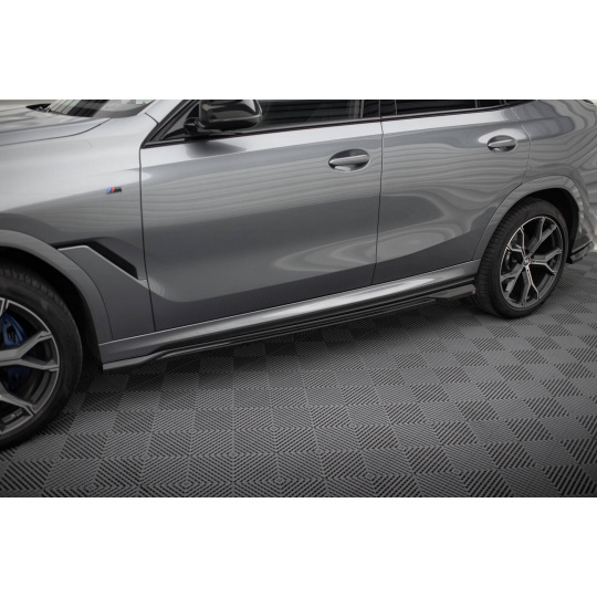 Maxton Design difuzory pod boční prahy pro BMW X6 G06 Facelift M-Pack, černý lesklý plast ABS