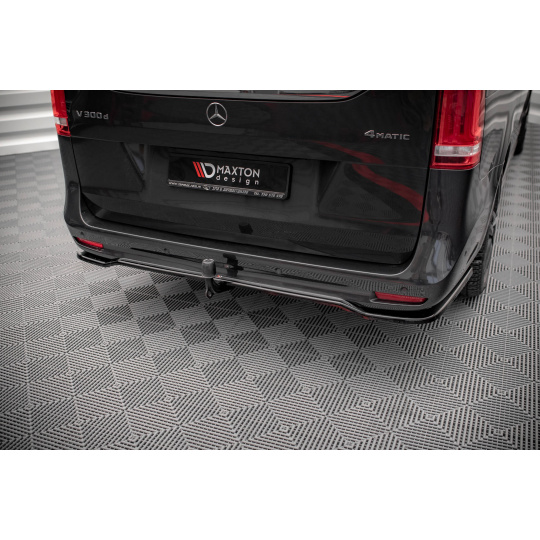 Maxton Design středový spoiler pod zadní nárazník s žebrováním pro Mercedes třída V W447F, černý lesklý plast ABS, AMG-Line