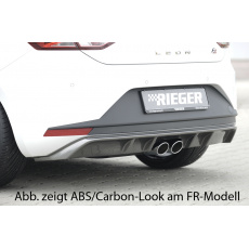 Rieger spoiler pod zadní nárazník pro Seat Leon 5F 3-dvéř. (sc), 5-dvéř. před faceliftem r.v. 10/12-12/16, plast ABS lakovaný do černé lesklé barvy, pro dvojitou koncovku uprostřed
