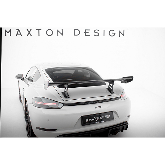 Maxton Design zadní křídlo s úzce rozkročenými držáky pro Porsche Cayman 982c, pravý karbon