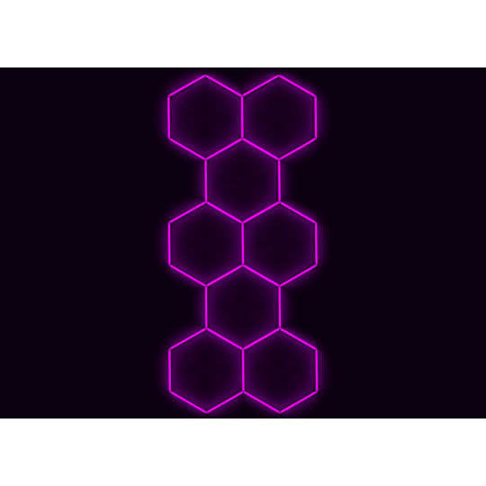 Kompletní LED hexagonové svítidlo růžové, rozměr: 8 elementů 166 x 386 cm
