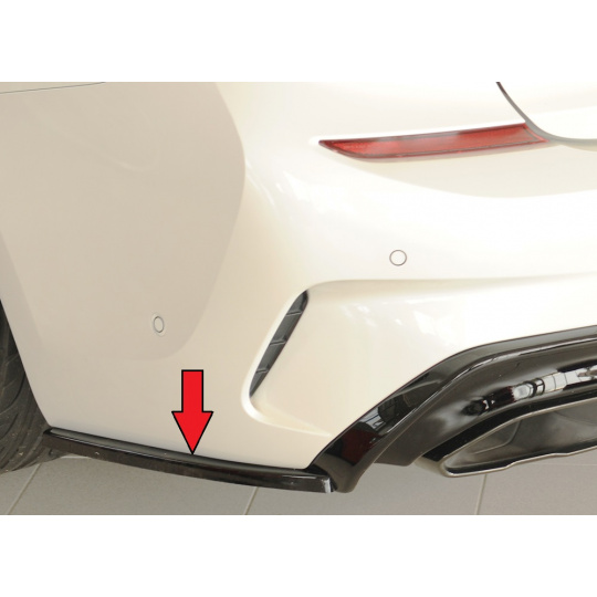 Rieger spoiler pod zadní nárazník na levé straně pro BMW řada 3 G21 touring r.v. 03/19-06/22, plast ABS lakovaný do černé lesklé barvy
