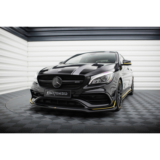 Maxton Design spoiler pod přední nárazník ver.3 pro Mercedes CLA C 117 Facelift 45 Aero, černý lesklý plast ABS