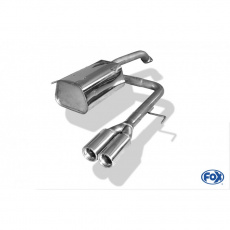 Fox Sportauspuff koncový tlumič výfuku s vývodem uprostřed s koncovkou 2x76 Typ 13 pro Nissan Micra K12 2003- s motorem 1.2 16V, 1.4 16V, 1.5 dCi, pro vozy bez příruby