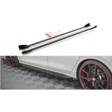 Maxton Design "Racing durability" difuzory pod boční prahy s křidélky pro Volkswagen Golf GTI Mk8, plast ABS bez povrchové úpravy, s červenou linkou