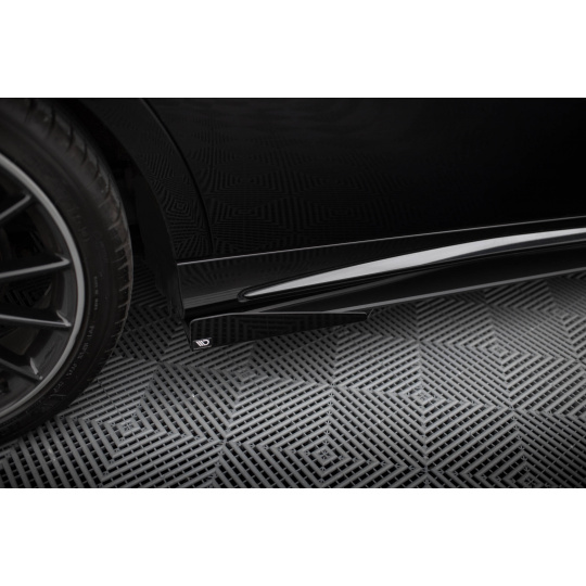 Maxton Design křidélka bočních difuzorů pro Mercedes třída A W176 Facelift AMG-Line, černý lesklý plast ABS