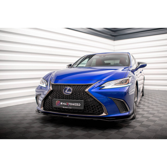Maxton Design spoiler pod přední nárazník pro Lexus ES F Sport Mk7, černý lesklý plast ABS