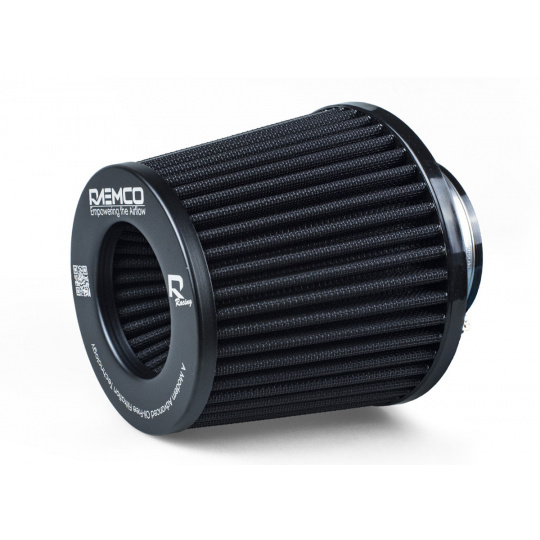 Raemco univerzální vzduchový filtr o délce 130 mm černý se vstupem 77 mm s možností redukce na 70 nebo 63 mm