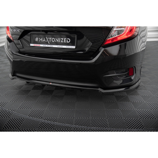 Maxton Design středový spoiler pod zadní nárazník s žebrováním pro Honda Civic Mk10, černý lesklý plast ABS
