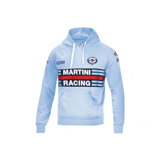 Sparco mikina s kapucí Martini Racing, barva: světle modrá, velikost: XXL
