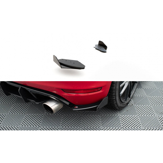 Maxton Design "Racing durability" difuzory pod zad. nárazník s křidélky pro Volkswagen Golf GTI Mk6, plast ABS bez povrchové úpravy, s červenou linkou