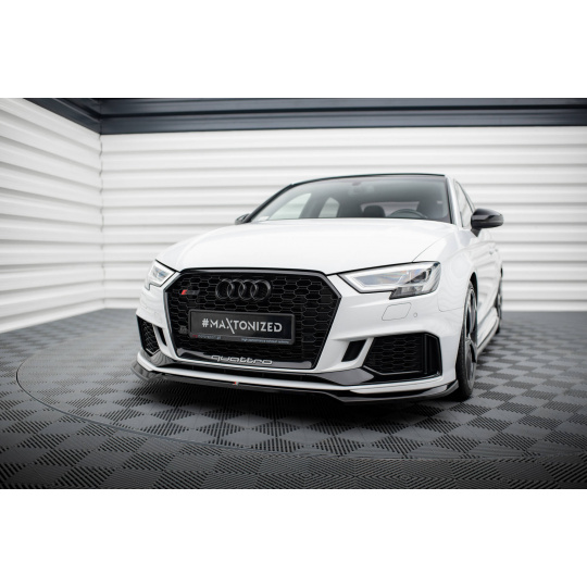 Maxton Design spoiler pod přední nárazník ver.5 pro Audi RS3 8V Facelift, černý lesklý plast ABS, Sedan