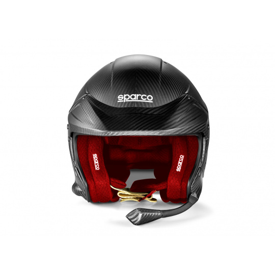 Karbonová helma Sparco FLUX RJ-i Carbon, s interkomem a homologací FIA, barva: černo-červená, velikost: XL