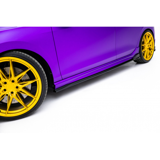 Maxton Design difuzory pod boční prahy ver.4 pro Volkswagen Golf R Mk8, Mk8 Facelift, černý lesklý plast ABS