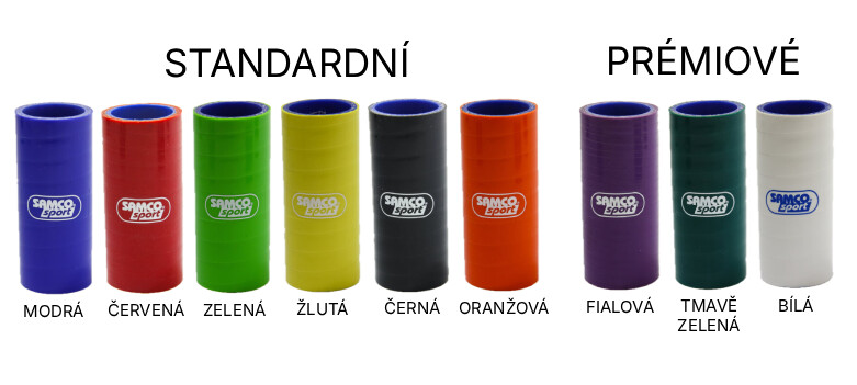 Dostupné barevné varianty silikonových hadic Samco Sport